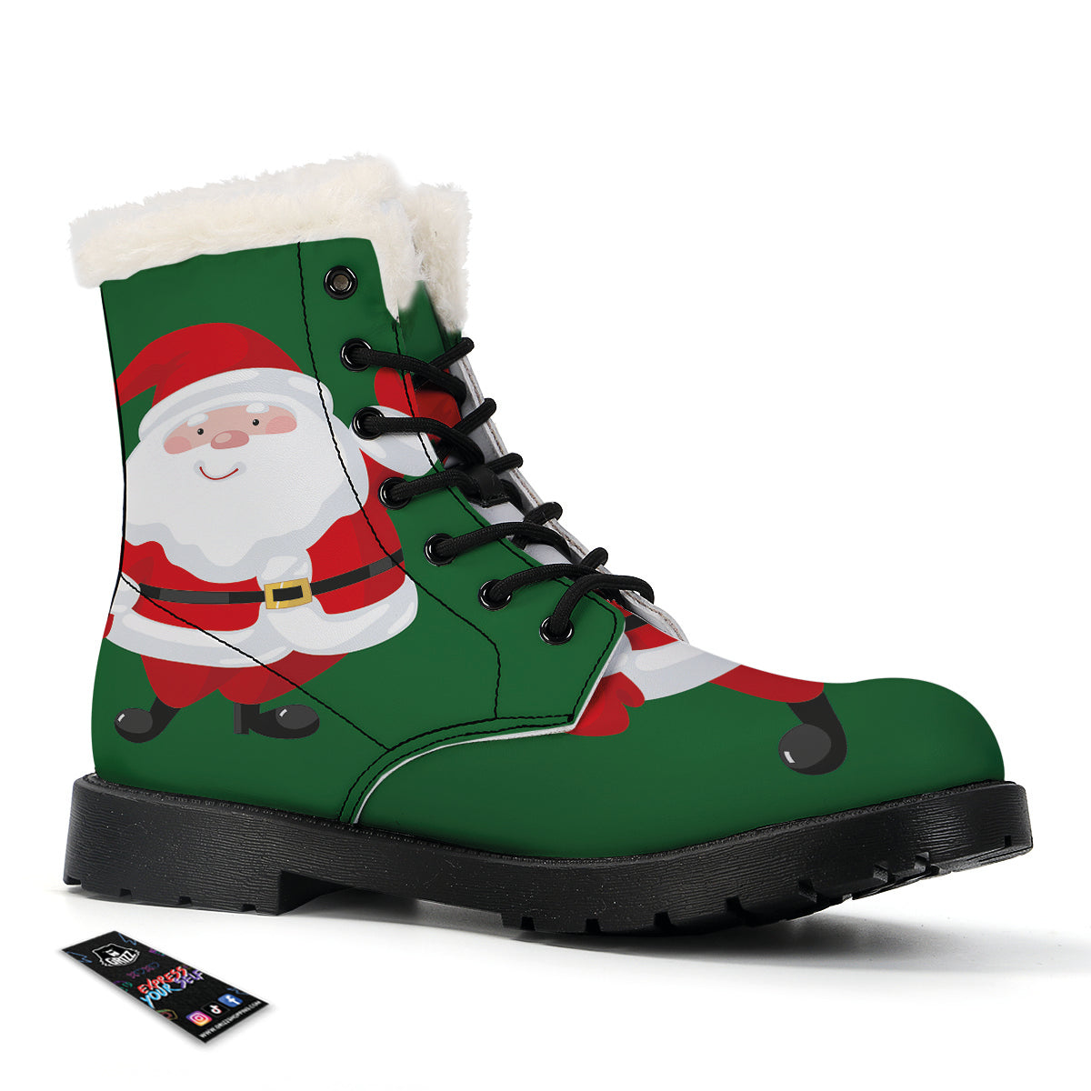 Santa Claus Cartoon Print Winter Boots-grizzshop