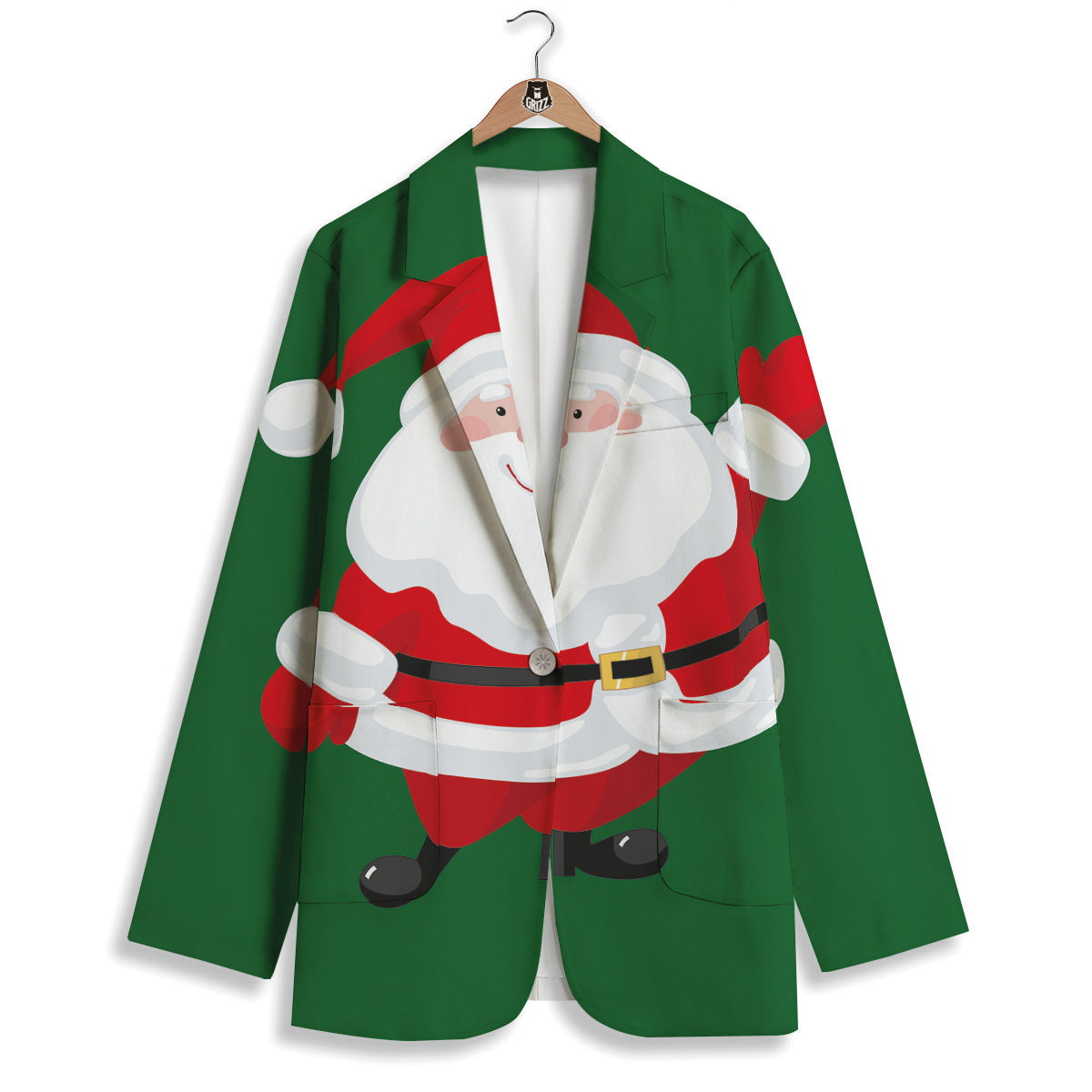 Santa Claus Cartoon Print Women's Blazer-grizzshop