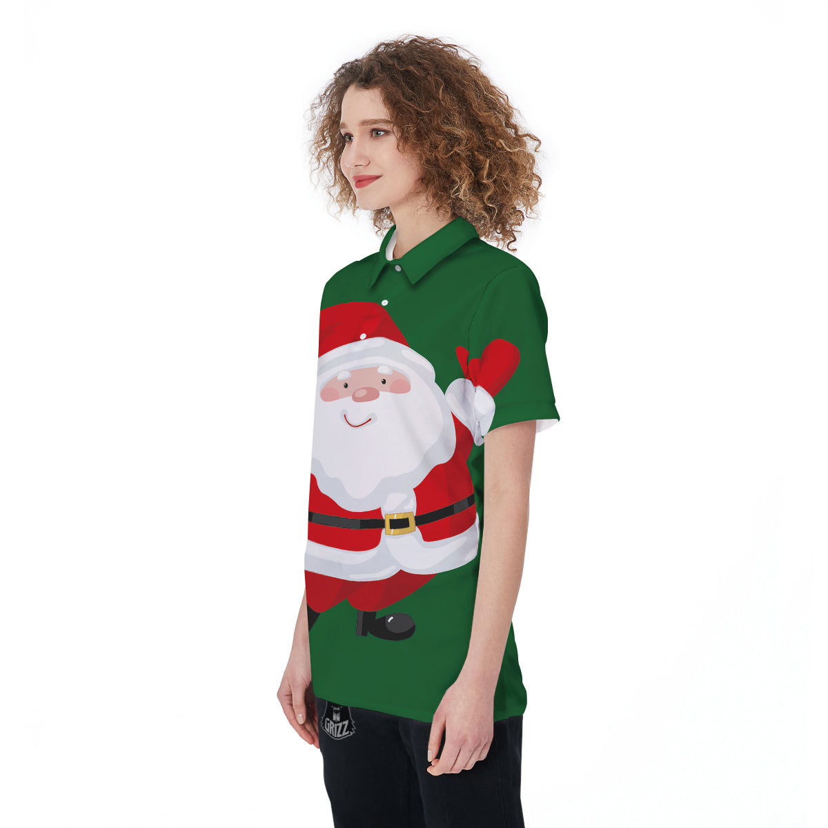 Santa Claus Cartoon Print Women's Golf Shirts-grizzshop