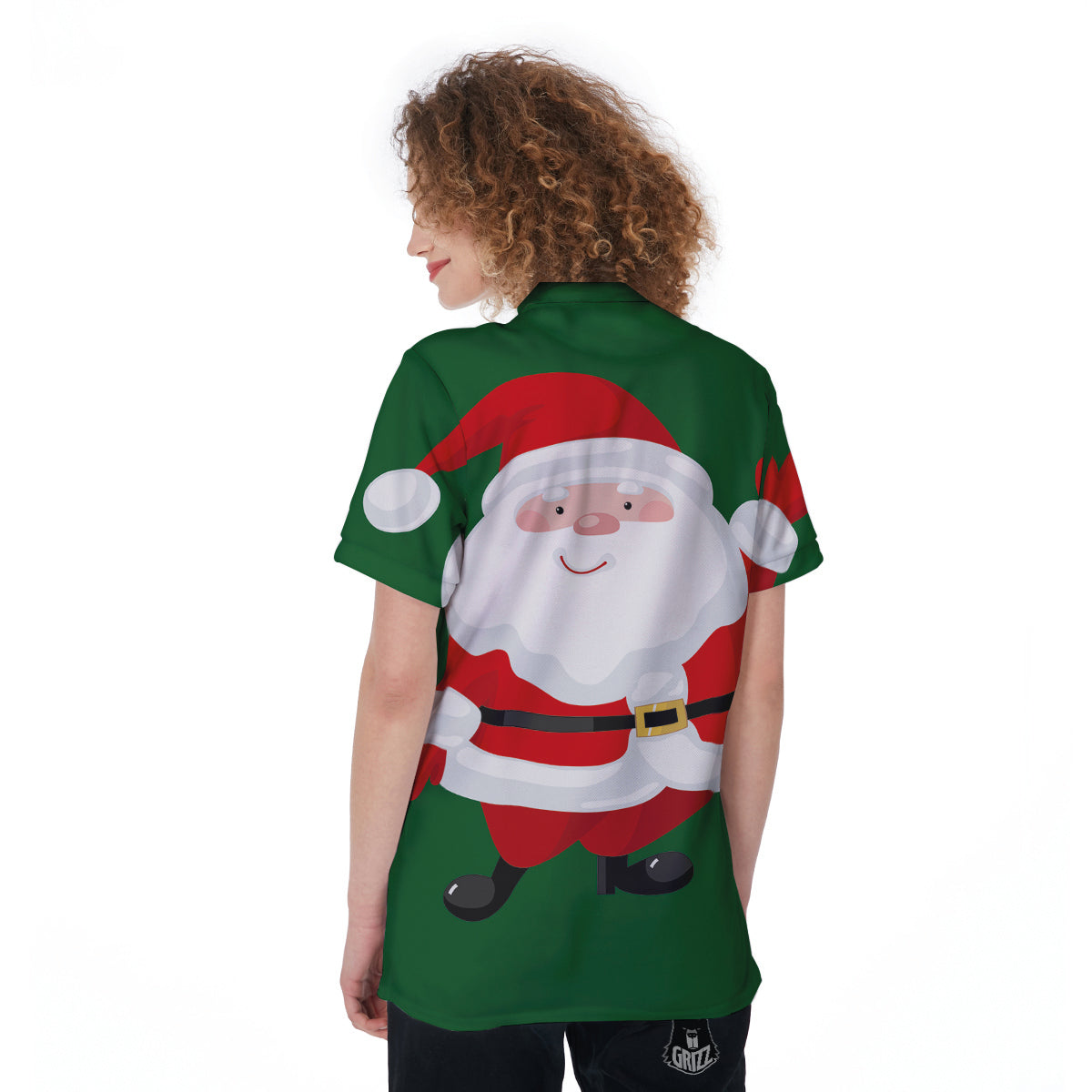 Santa Claus Cartoon Print Women's Golf Shirts-grizzshop