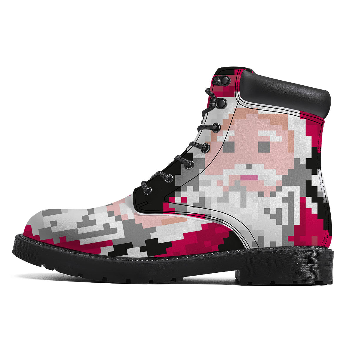Santa Claus Christmas Pixel Print Boots-grizzshop