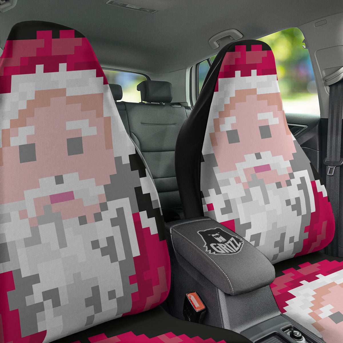 Santa Claus Christmas Pixel Print Car Seat Covers-grizzshop