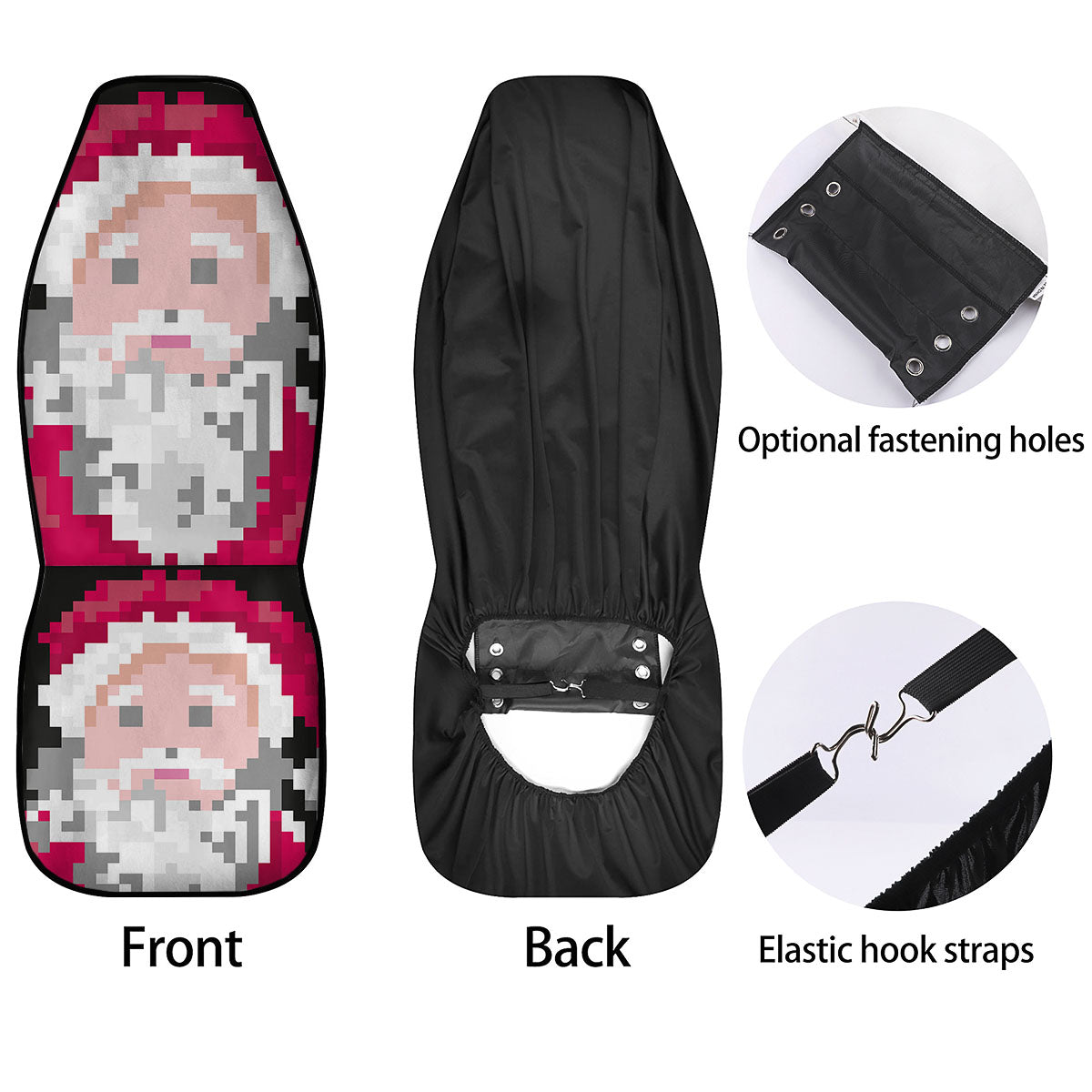 Santa Claus Christmas Pixel Print Car Seat Covers-grizzshop