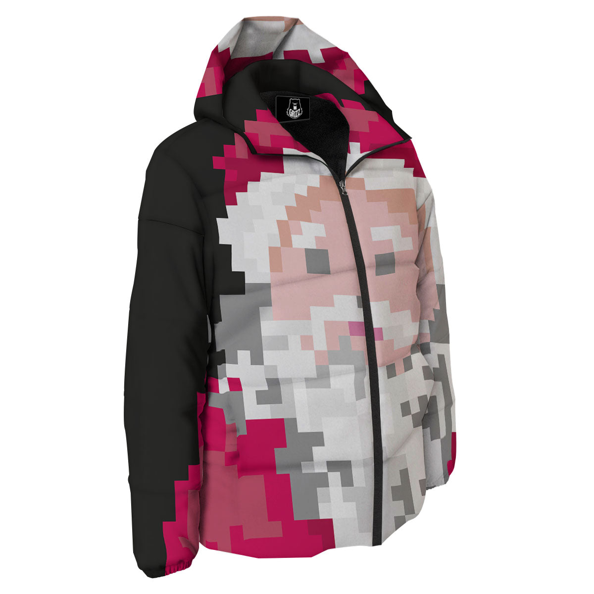 Santa Claus Christmas Pixel Print Down Jacket-grizzshop
