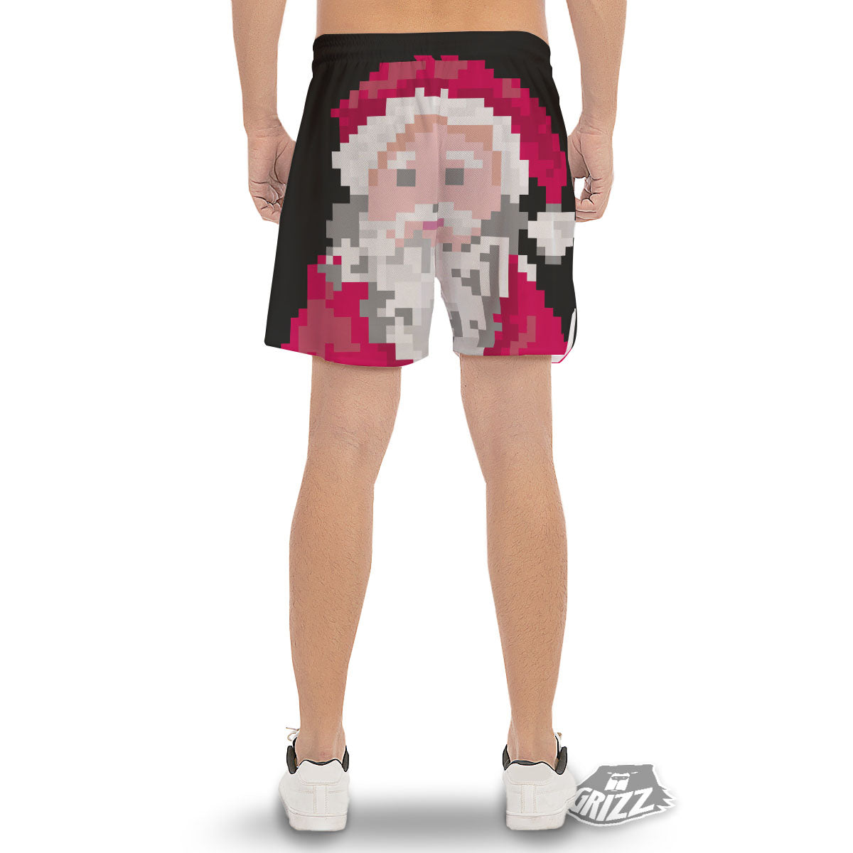 Santa Claus Christmas Pixel Print Men's Gym Shorts-grizzshop