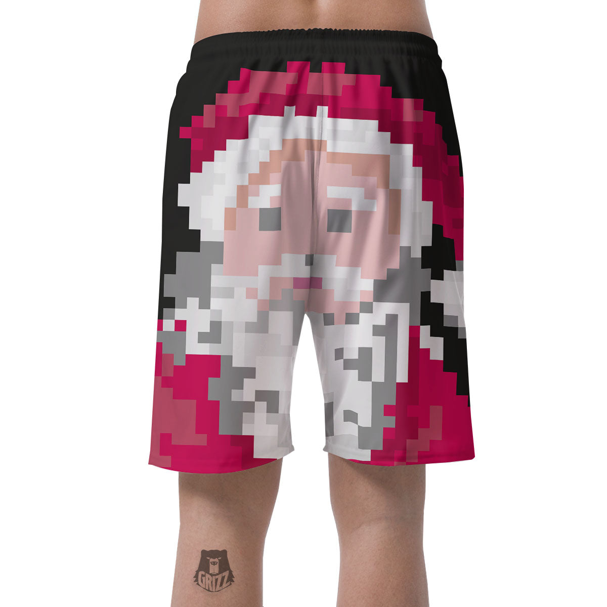Santa Claus Christmas Pixel Print Men's Shorts-grizzshop