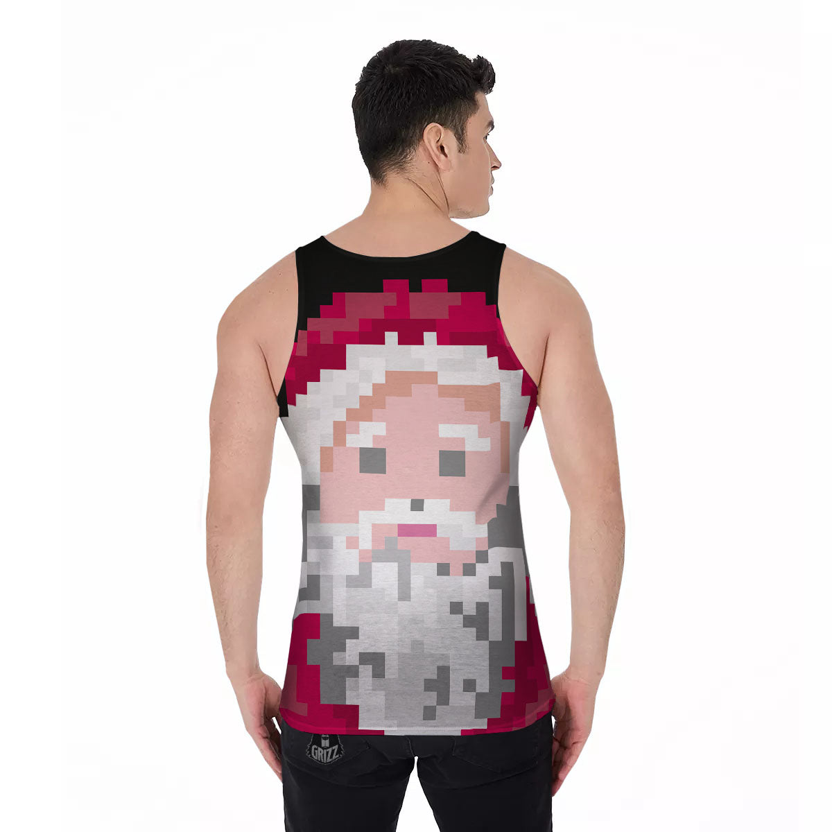 Santa Claus Christmas Pixel Print Men's Tank Top-grizzshop
