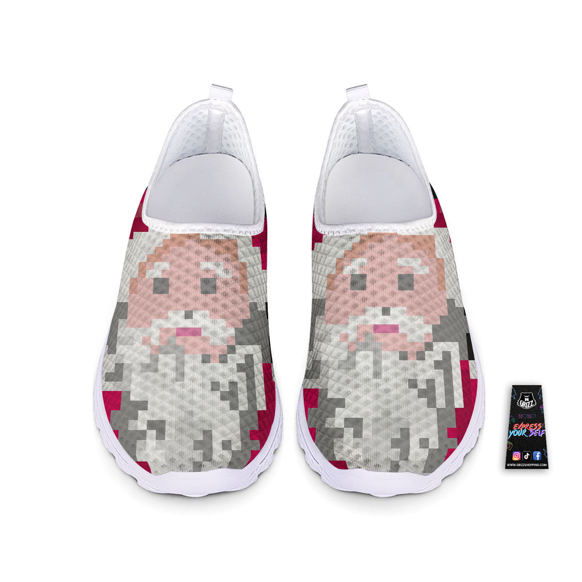 Santa Claus Christmas Pixel Print Nurse Shoes-grizzshop