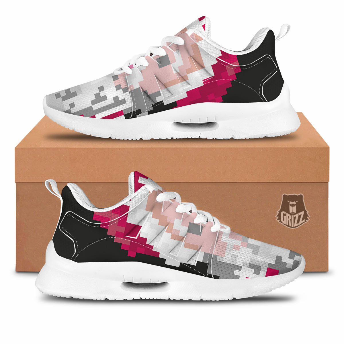 Santa Claus Christmas Pixel Print Tennis Shoes-grizzshop