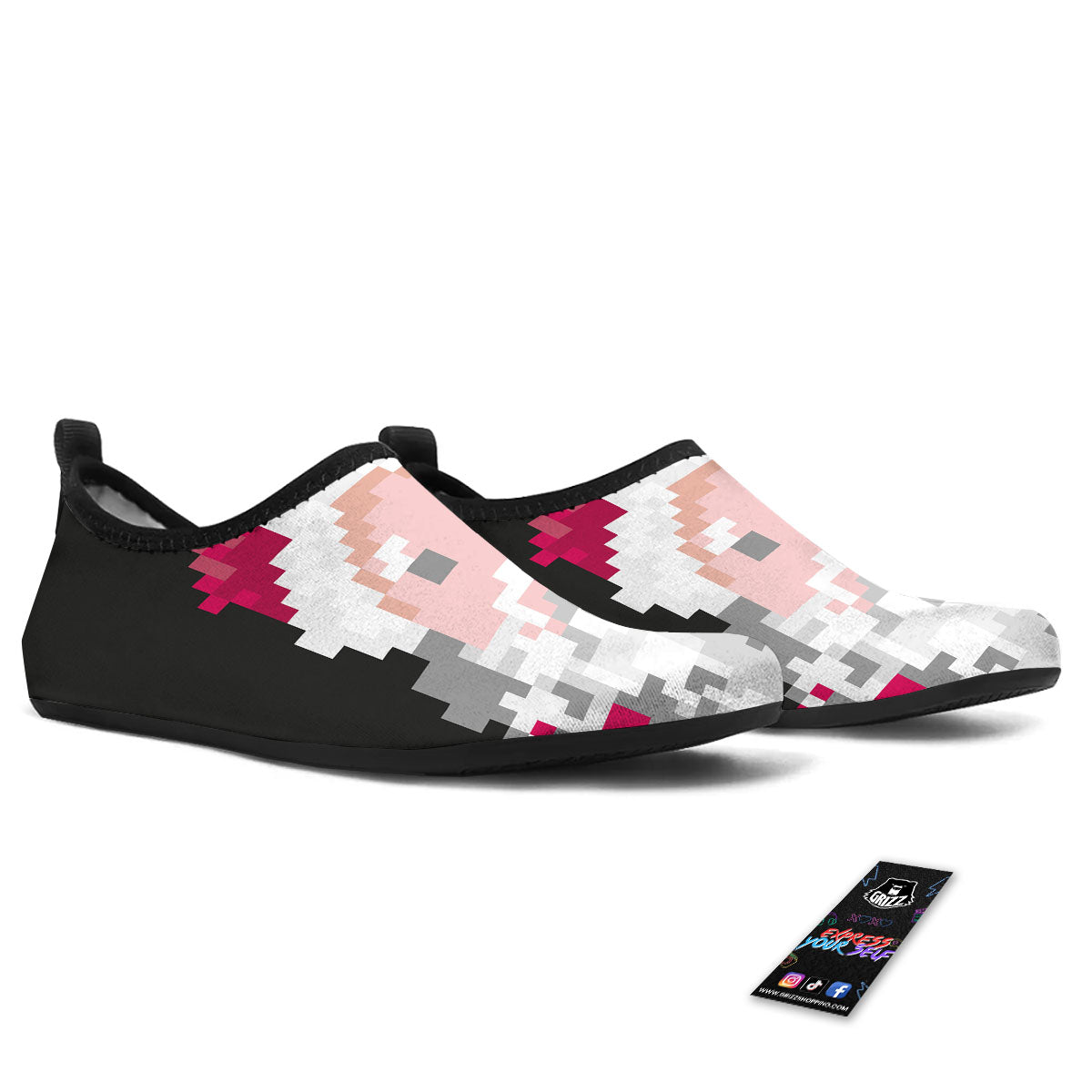 Santa Claus Christmas Pixel Print Water Shoes-grizzshop