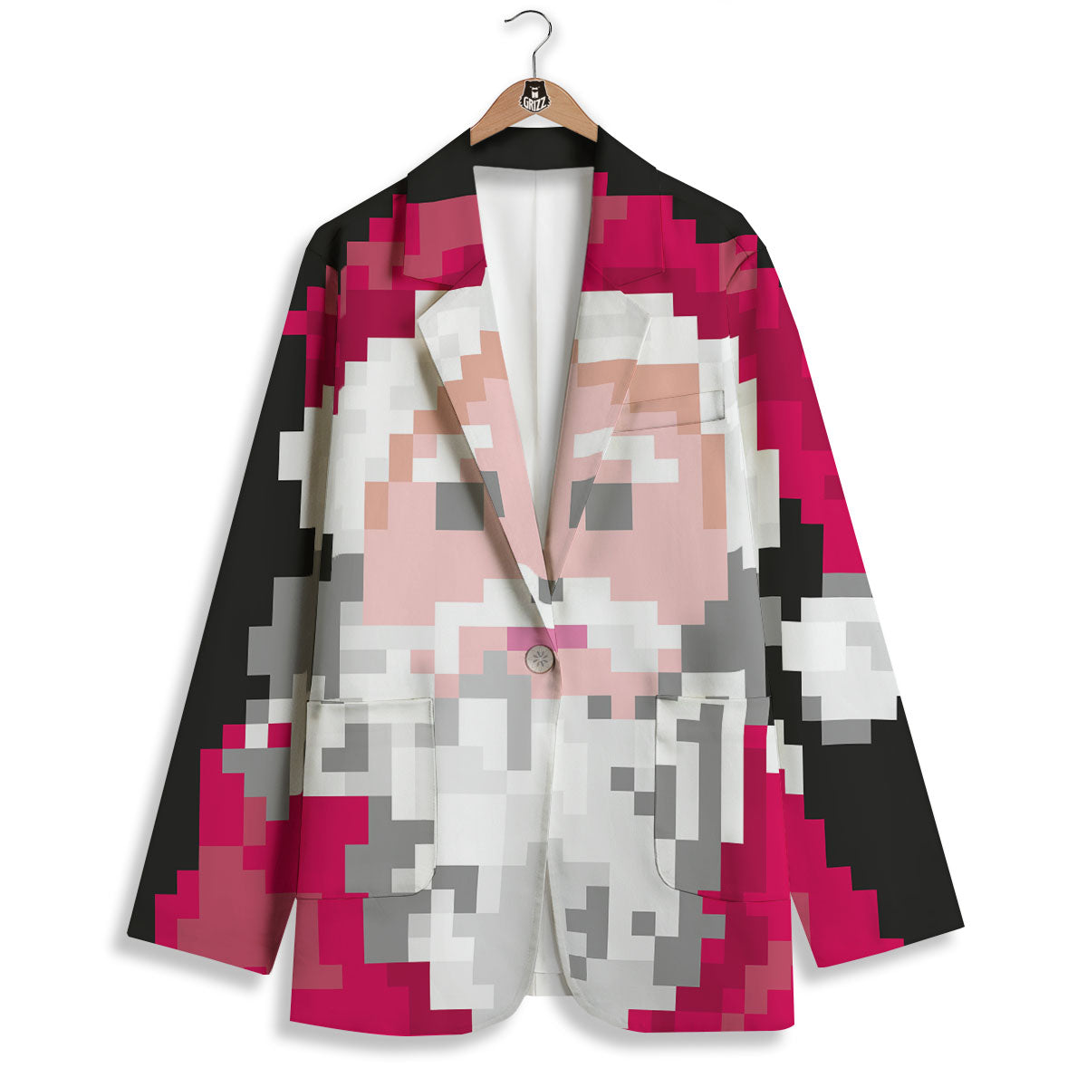 Santa Claus Christmas Pixel Print Women's Blazer-grizzshop