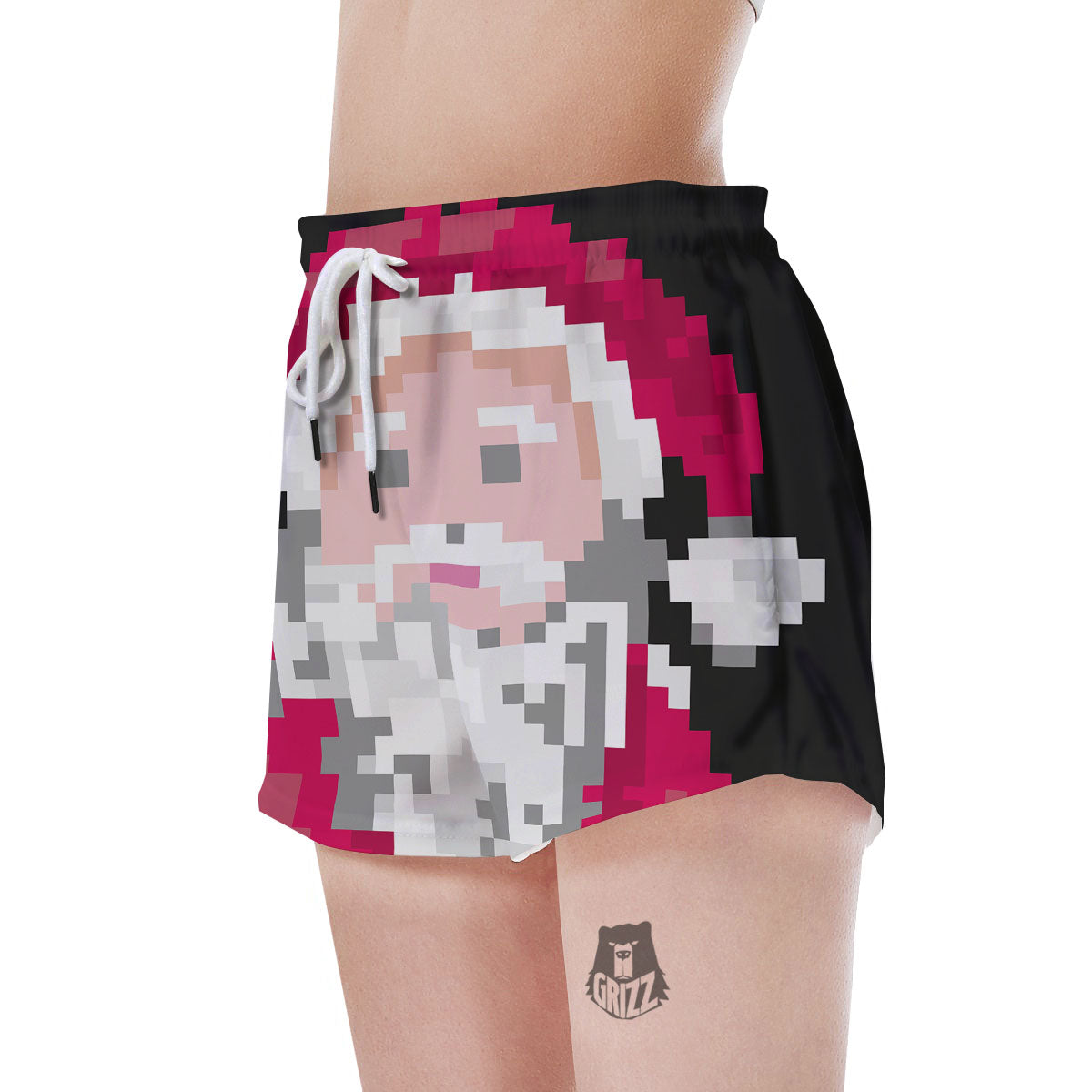 Santa Claus Christmas Pixel Print Women's Shorts-grizzshop