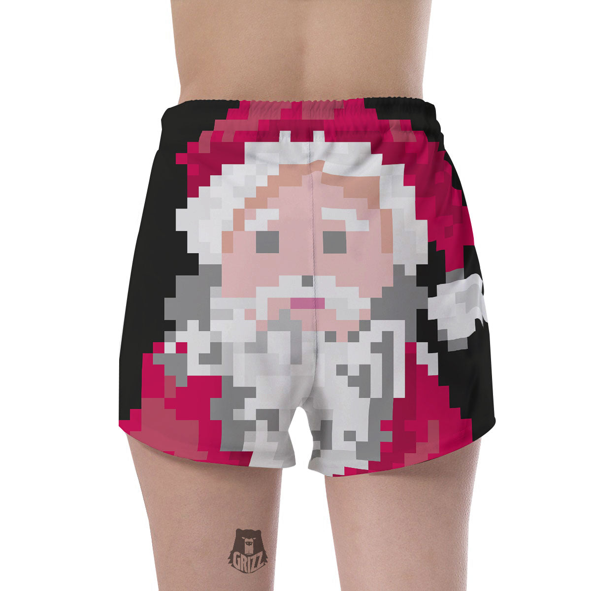 Santa Claus Christmas Pixel Print Women's Shorts-grizzshop