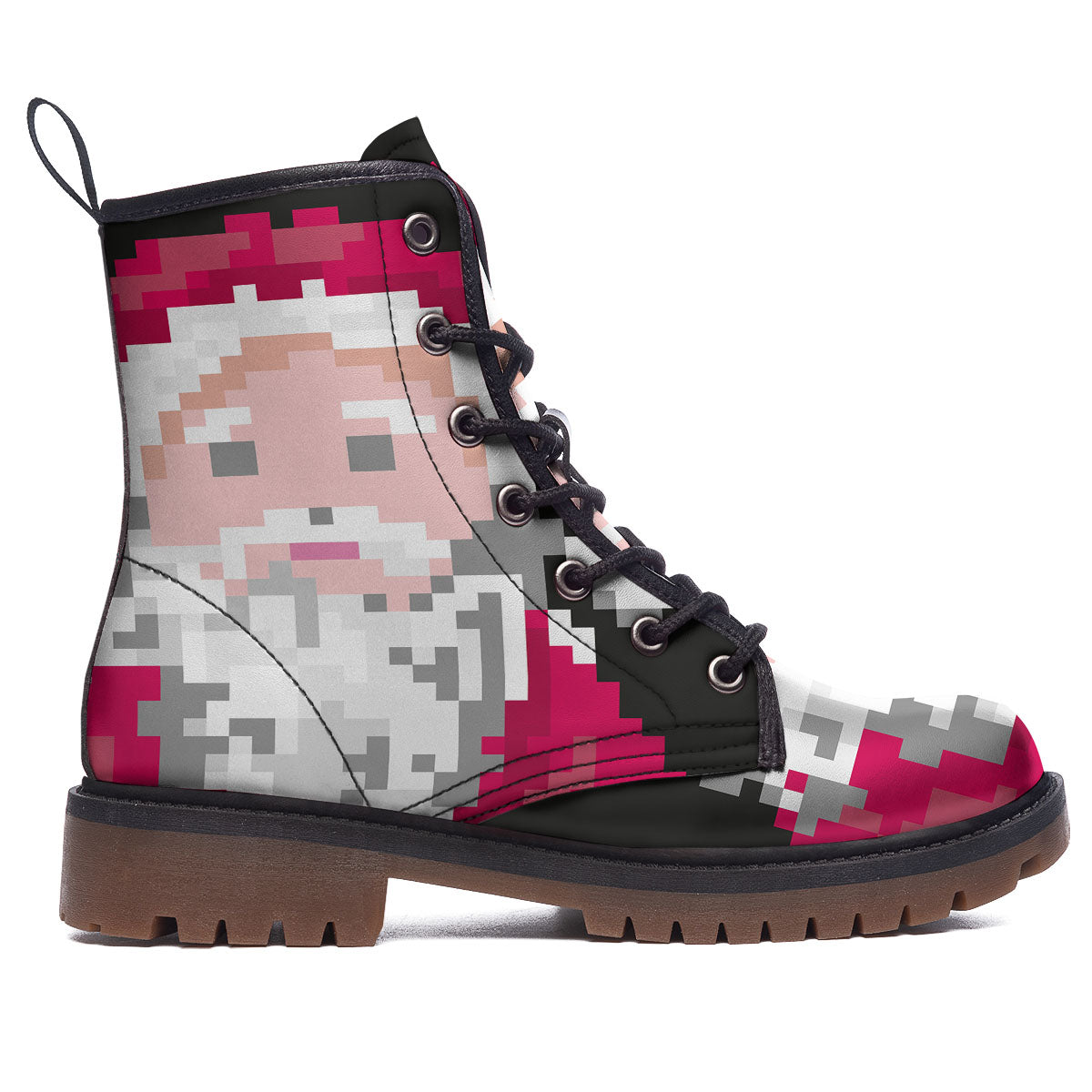 Santa Claus Christmas Pixel Print Work Boots-grizzshop