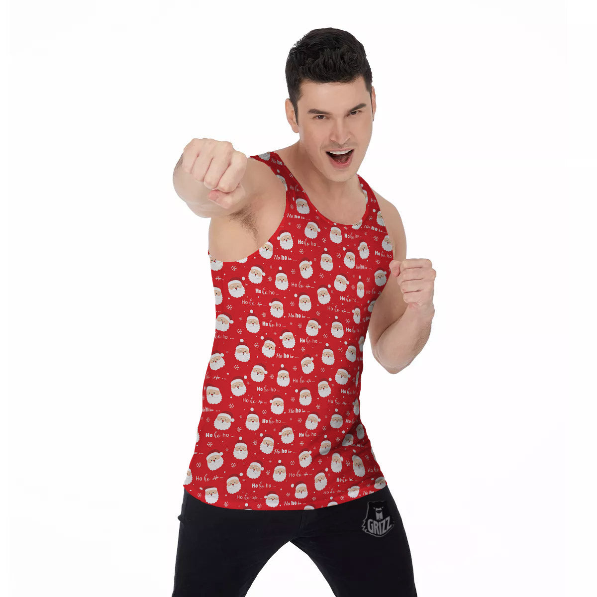 Santa Claus Christmas Print Pattern Men's Tank Top-grizzshop