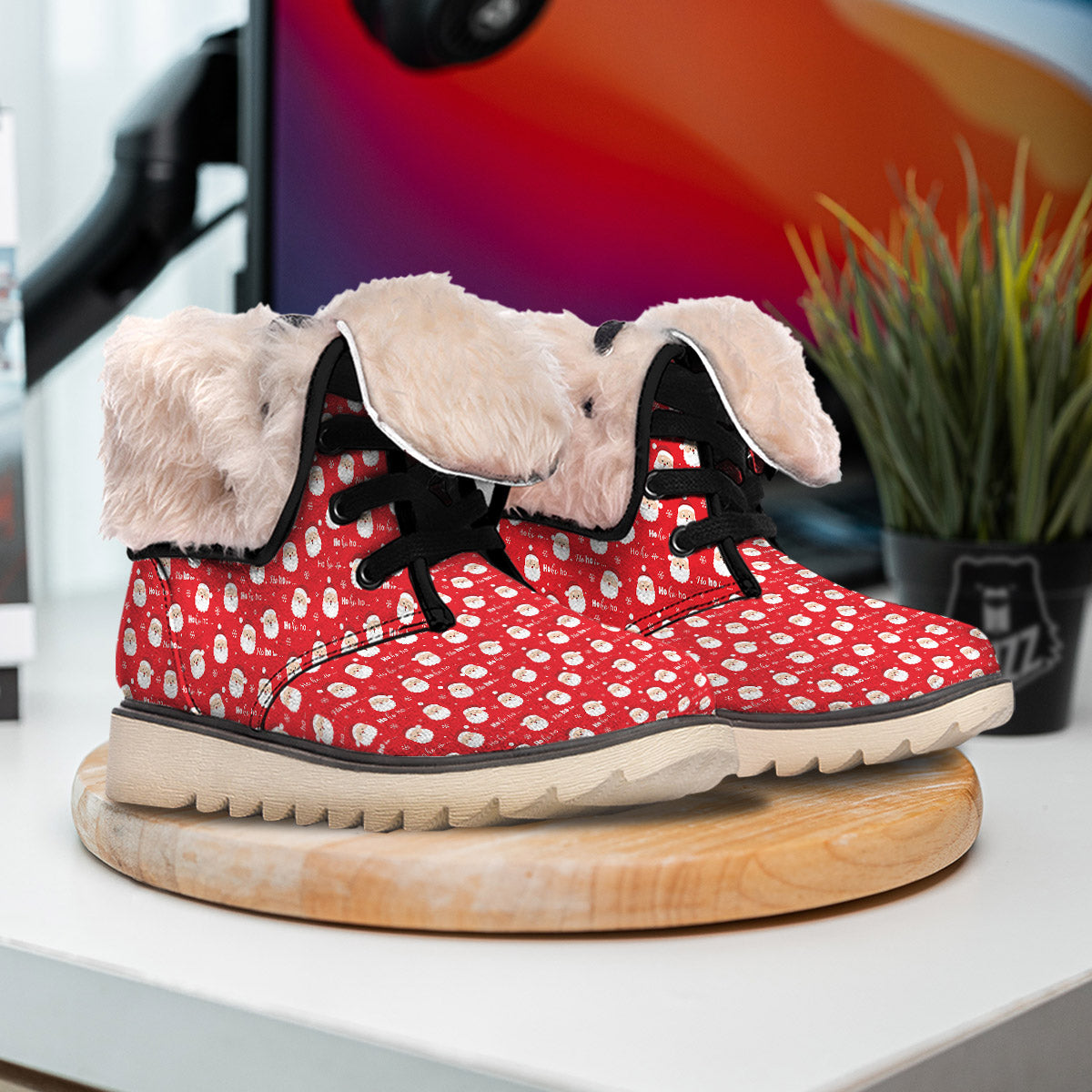 Santa Claus Christmas Print Pattern Snow Boots-grizzshop