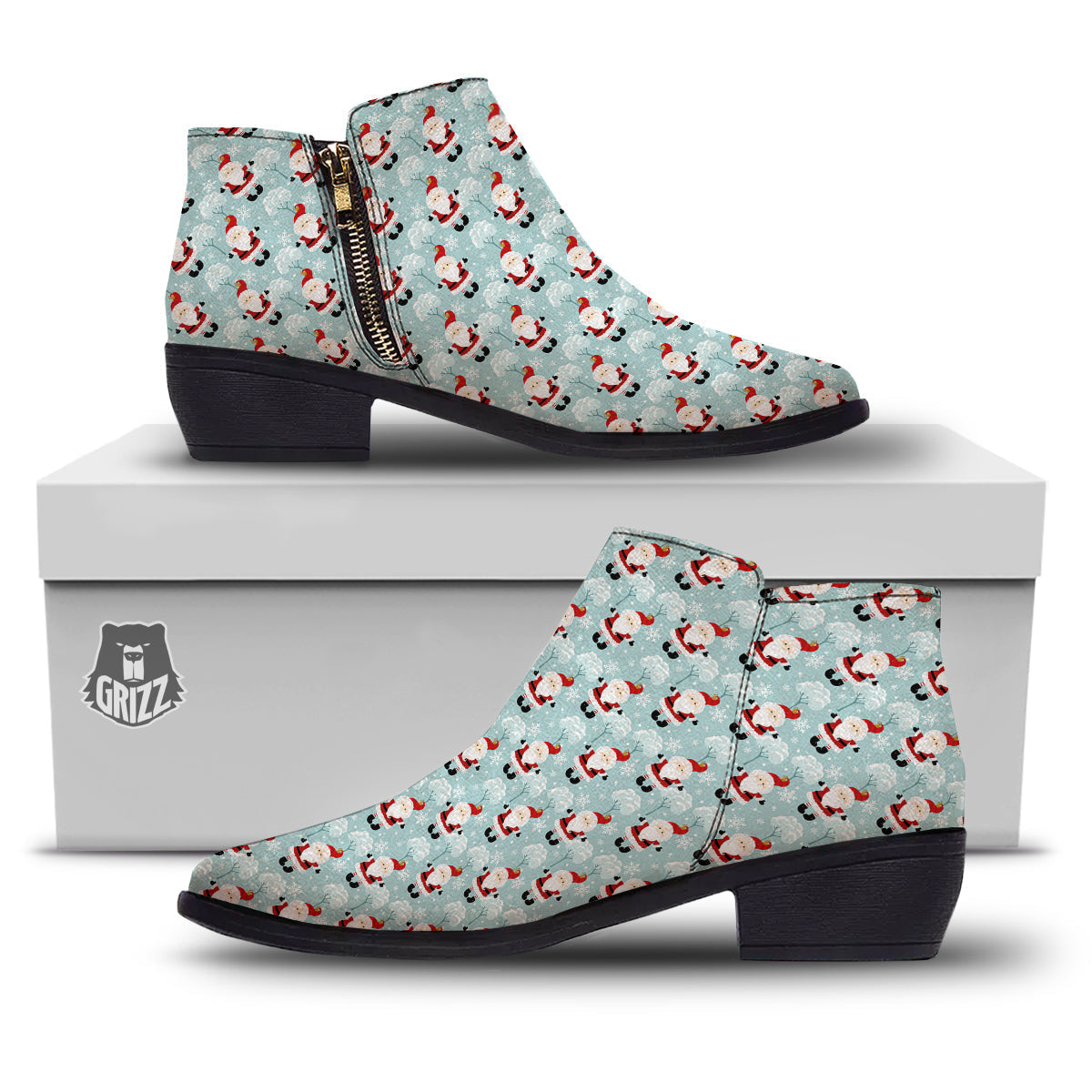 Santa Claus Cute Print Pattern Ankle Boots-grizzshop