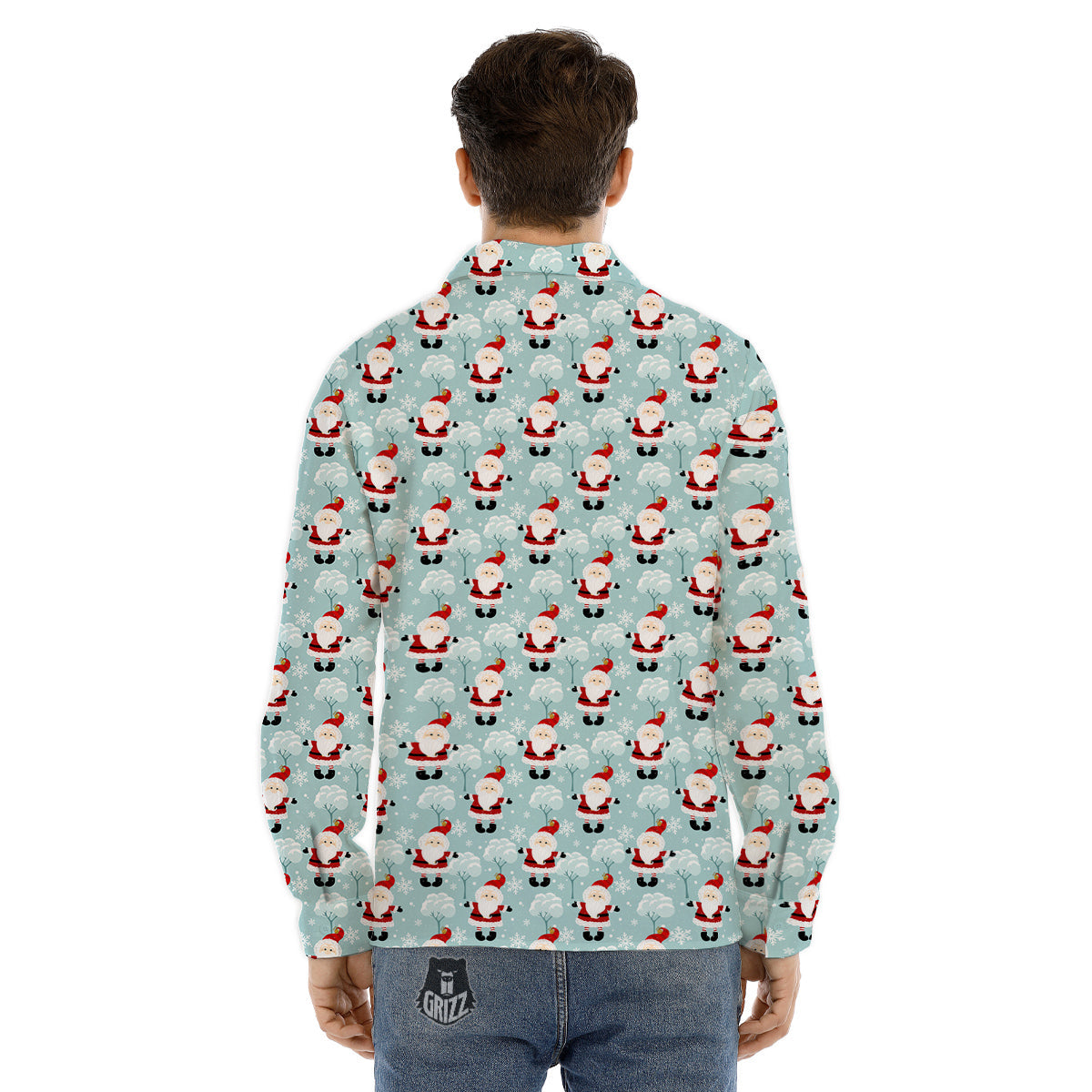 Santa Claus Cute Print Pattern Men's Dress Shirts-grizzshop