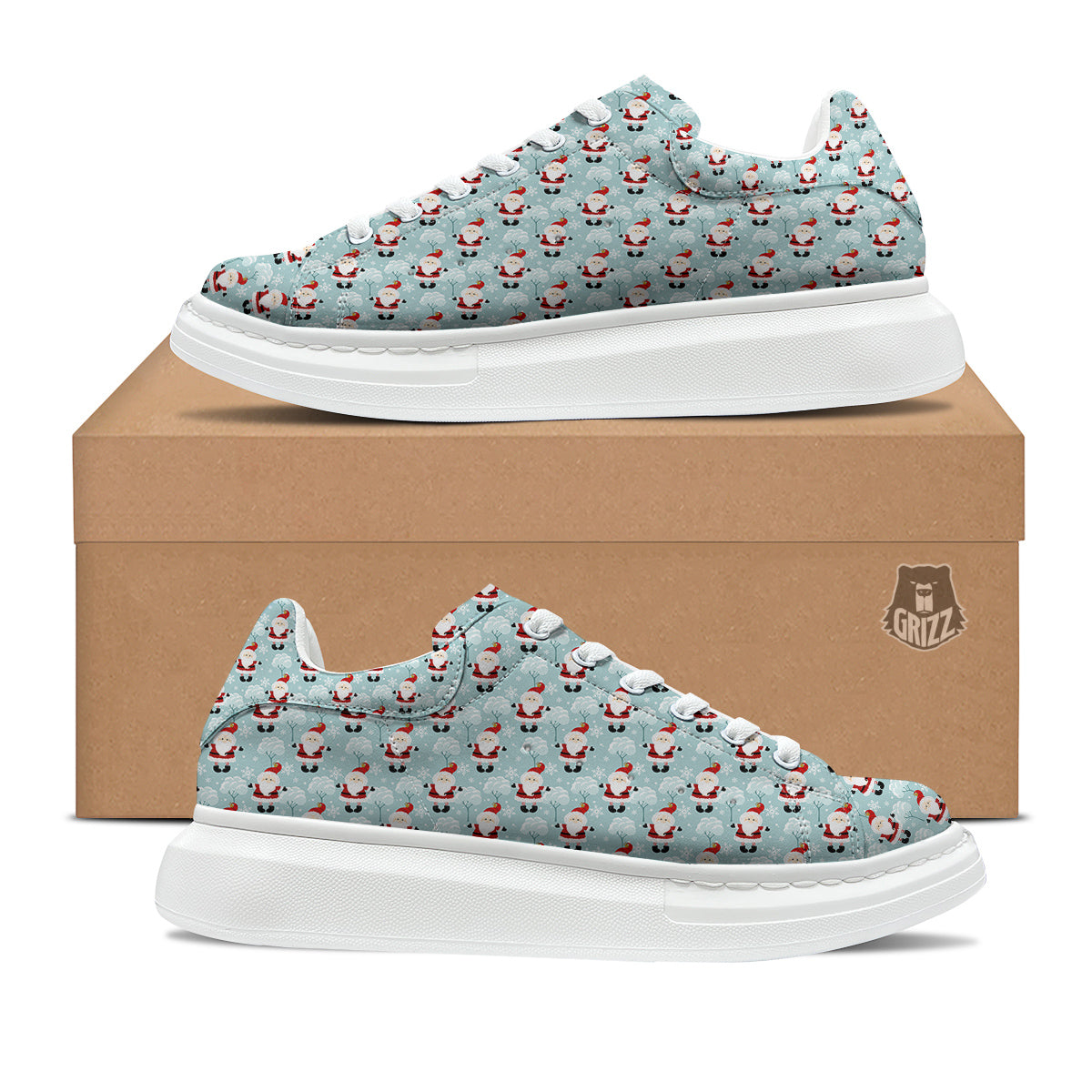 Santa Claus Cute Print Pattern Platform Shoes-grizzshop