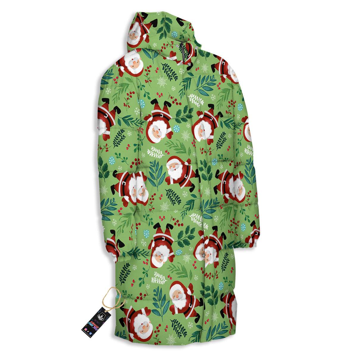 Santa Claus Happy Print Pattern Long Down Jacket-grizzshop