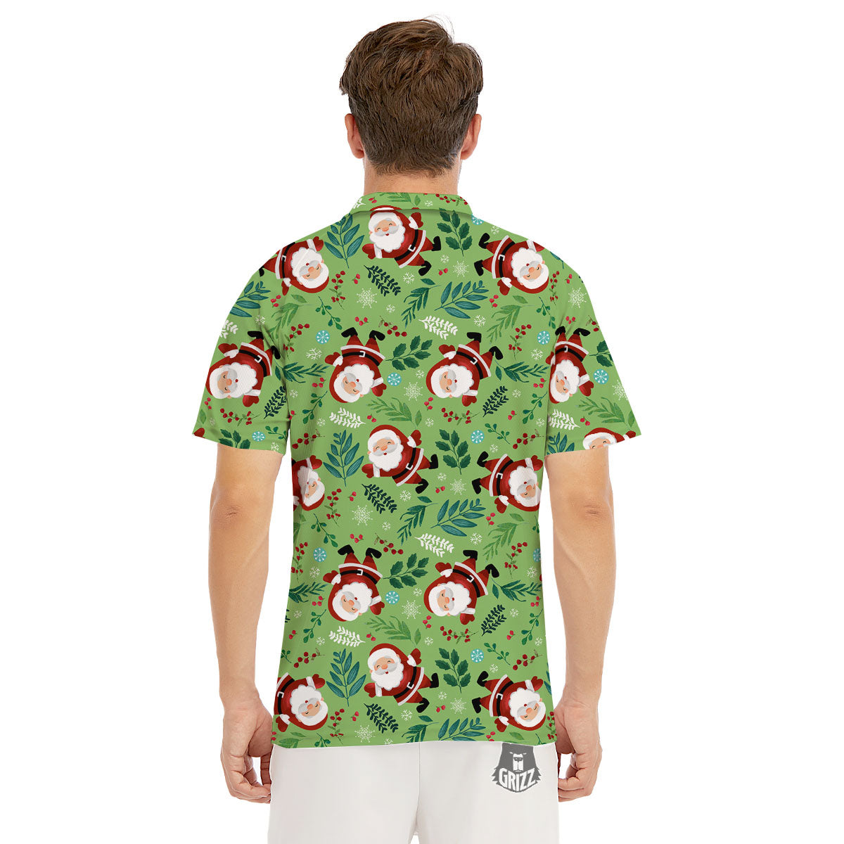 Santa Claus Happy Print Pattern Men's Golf Shirts-grizzshop