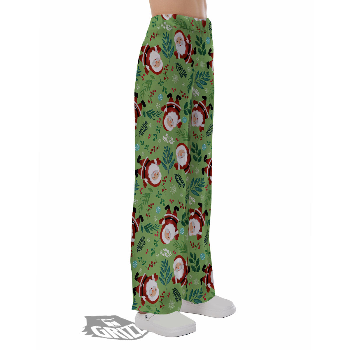 Santa Claus Happy Print Pattern Pajama Pants-grizzshop