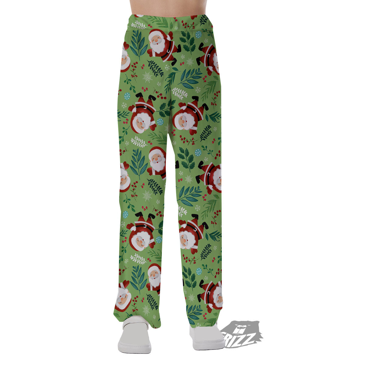 Santa Claus Happy Print Pattern Pajama Pants-grizzshop