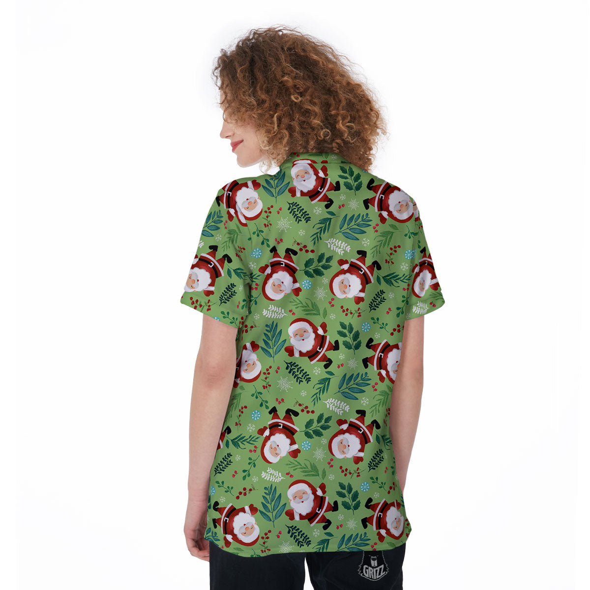 Santa Claus Happy Print Pattern Women's Golf Shirts-grizzshop