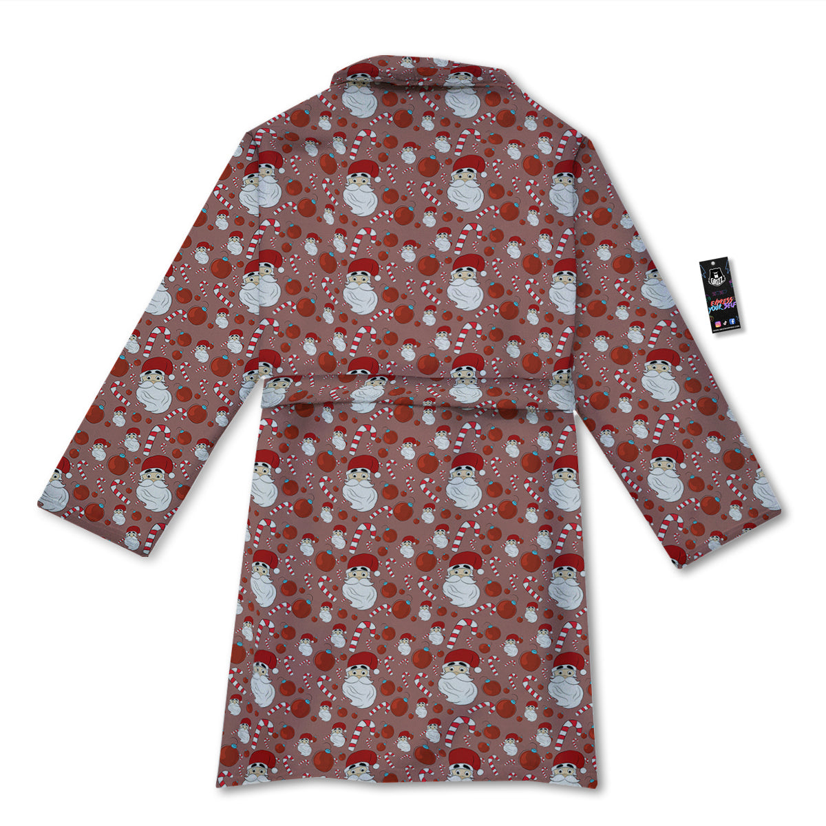 Santa Claus Hat And Candy Print Pattern Bathrobe-grizzshop