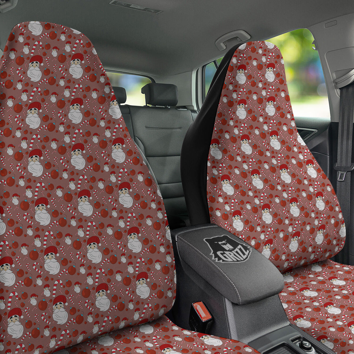 Santa Claus Hat And Candy Print Pattern Car Seat Covers-grizzshop