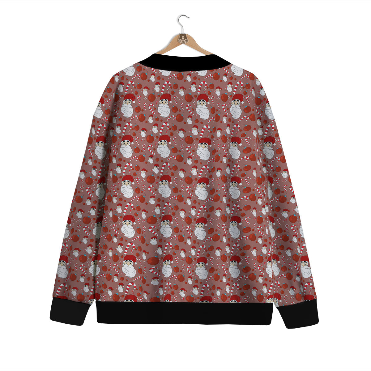 Santa Claus Hat And Candy Print Pattern Cardigan-grizzshop