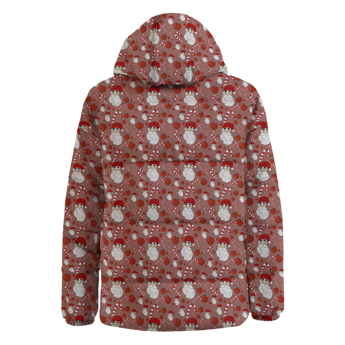 Santa Claus Hat And Candy Print Pattern Down Jacket-grizzshop
