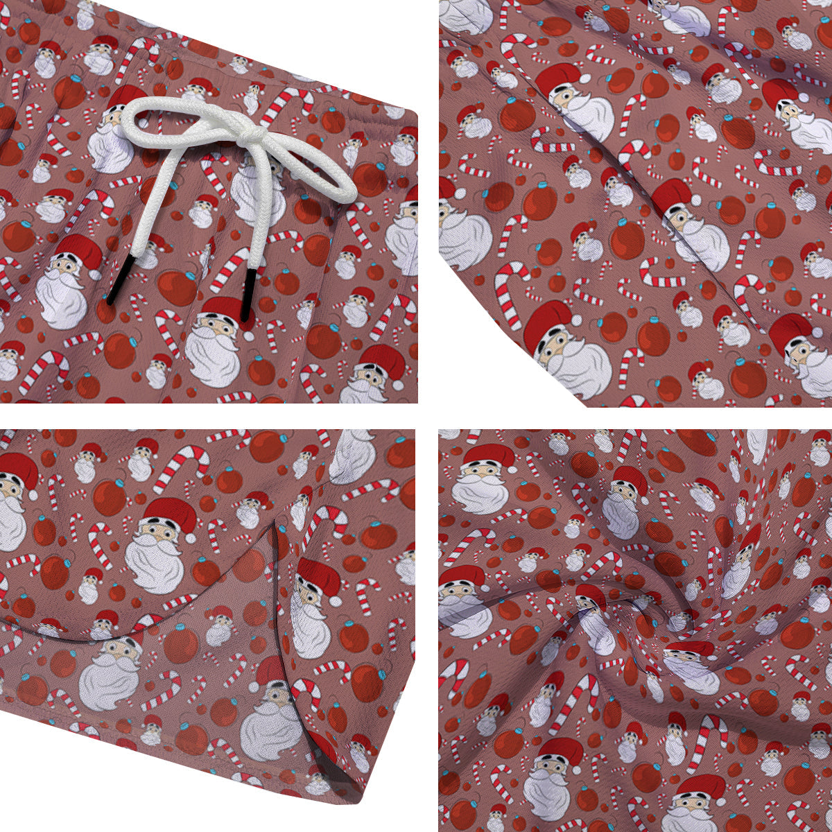Santa Claus Hat And Candy Print Pattern Men's Running Shorts-grizzshop