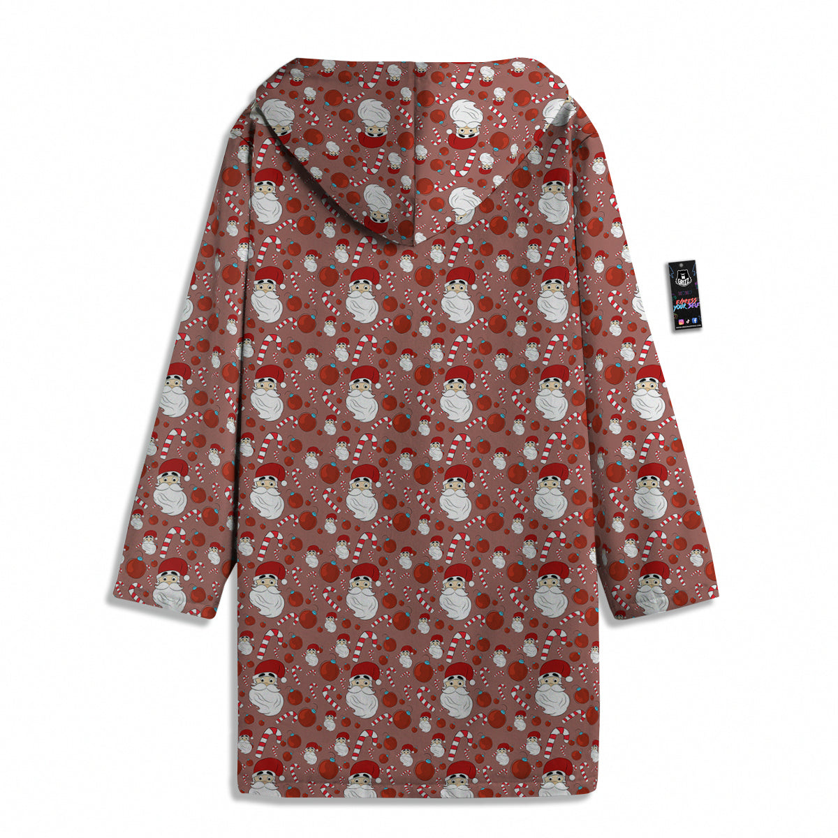 Santa Claus Hat And Candy Print Pattern Men's Windbreaker Jacket-grizzshop