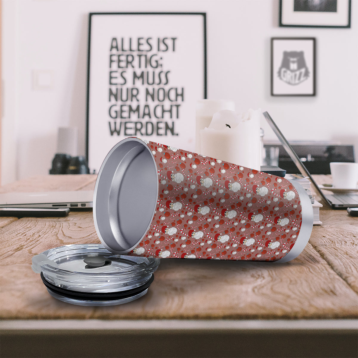 Santa Claus Hat And Candy Print Pattern Tumbler-grizzshop