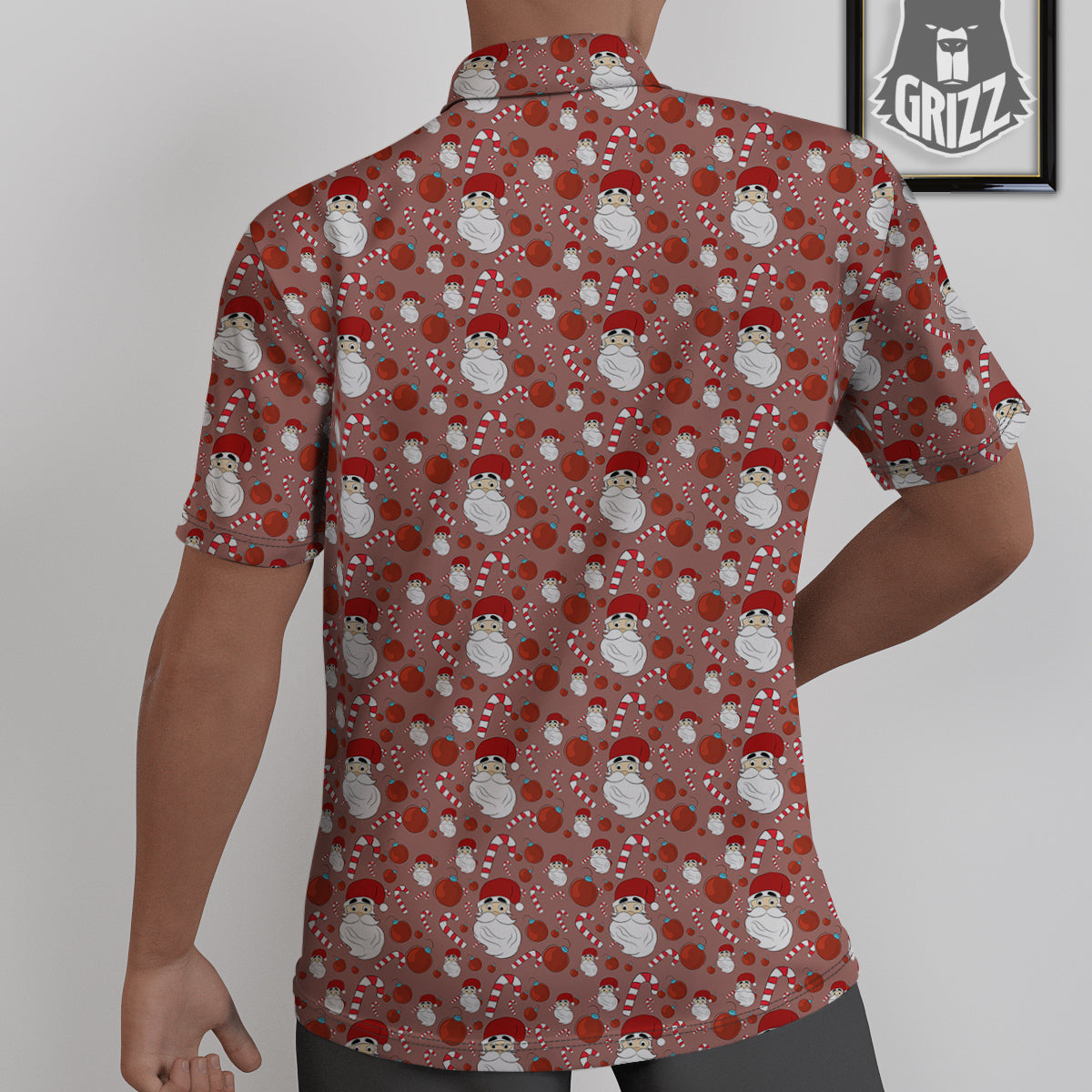 Santa Claus Hat And Candy Print Pattern Untucked Shirts-grizzshop