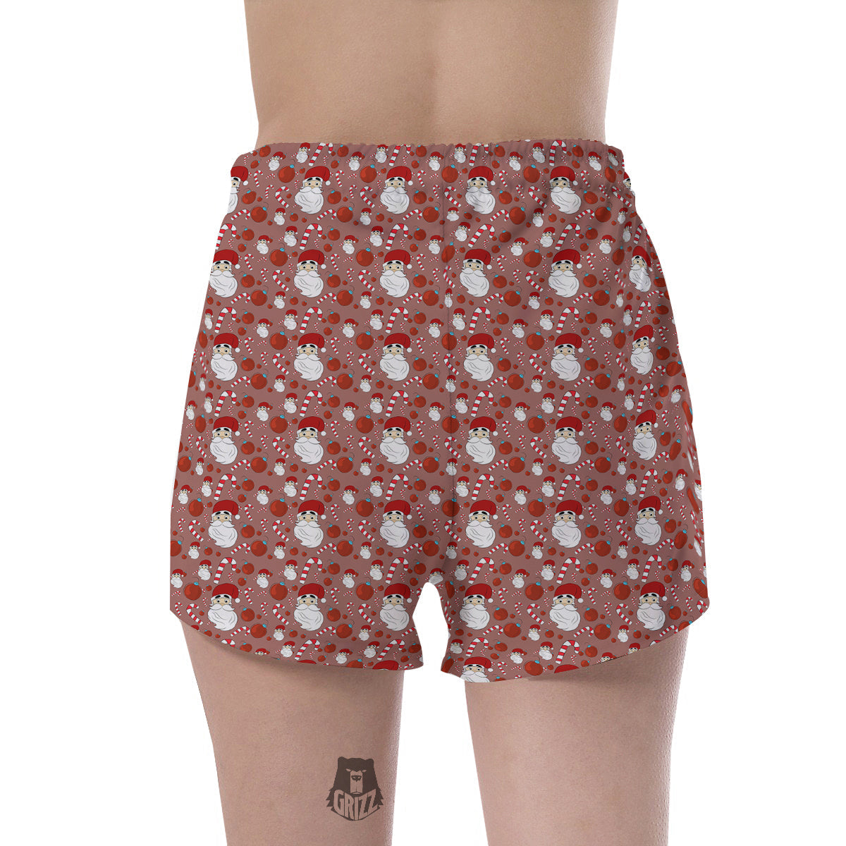 Santa Claus Hat And Candy Print Pattern Women's Shorts-grizzshop