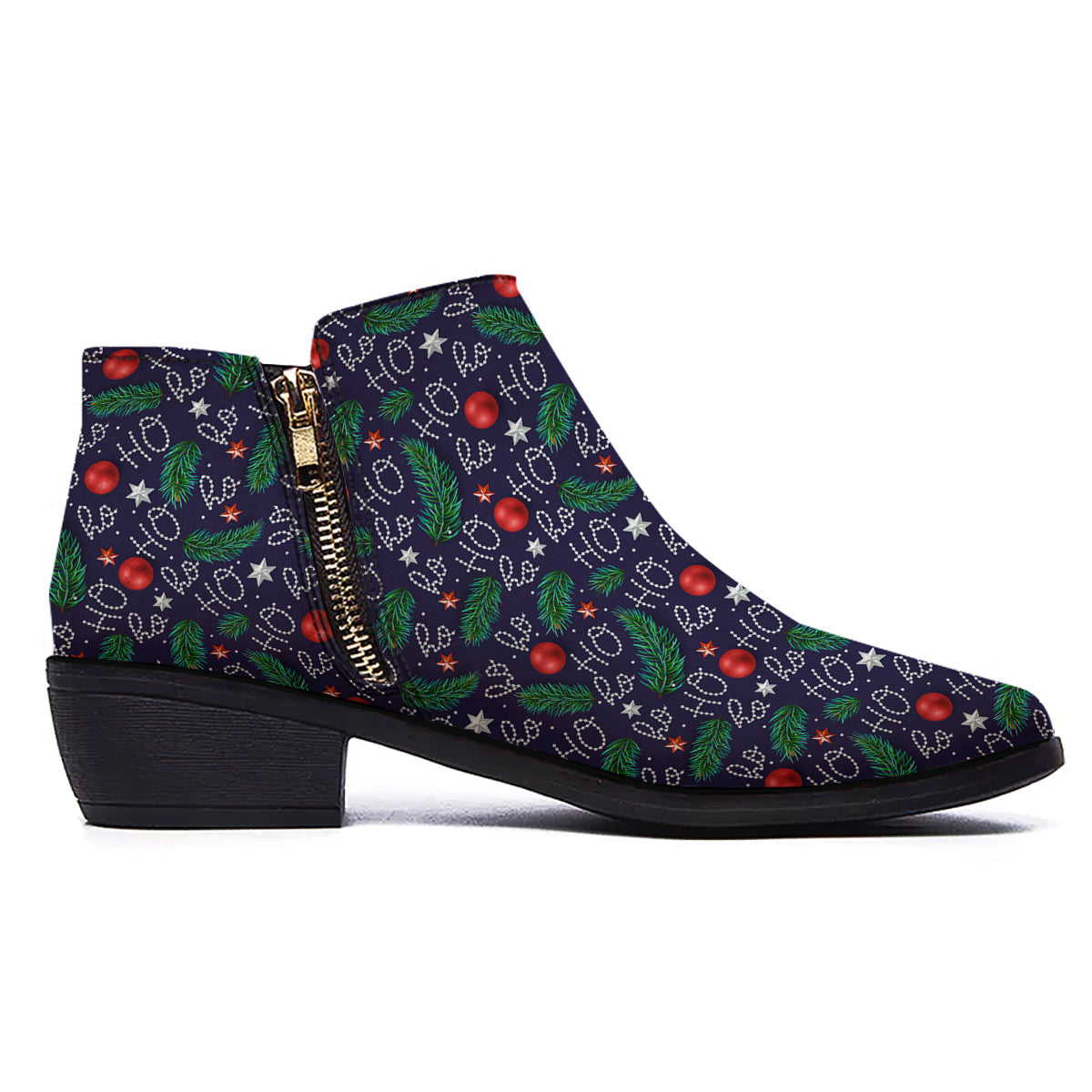 Santa Claus Laugh Christmas Hohoho Print Ankle Boots-grizzshop