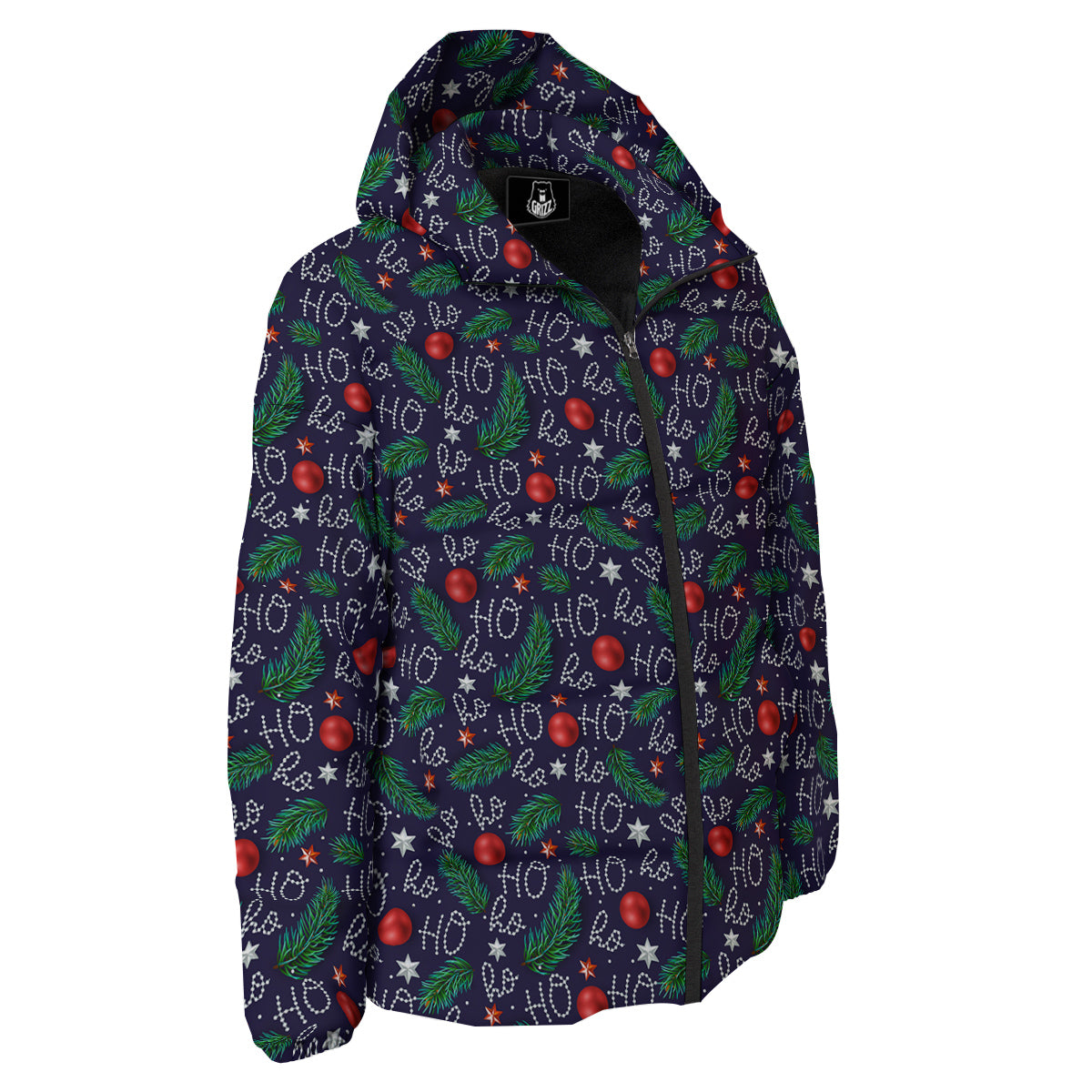 Santa Claus Laugh Christmas Hohoho Print Down Jacket-grizzshop
