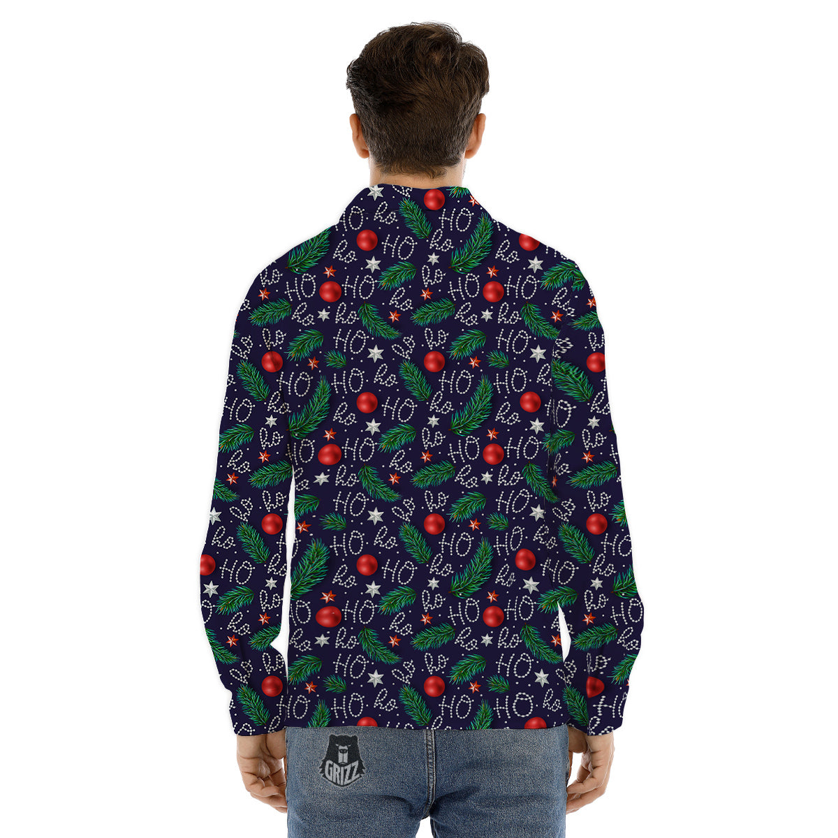Santa Claus Laugh Christmas Hohoho Print Men's Dress Shirts-grizzshop