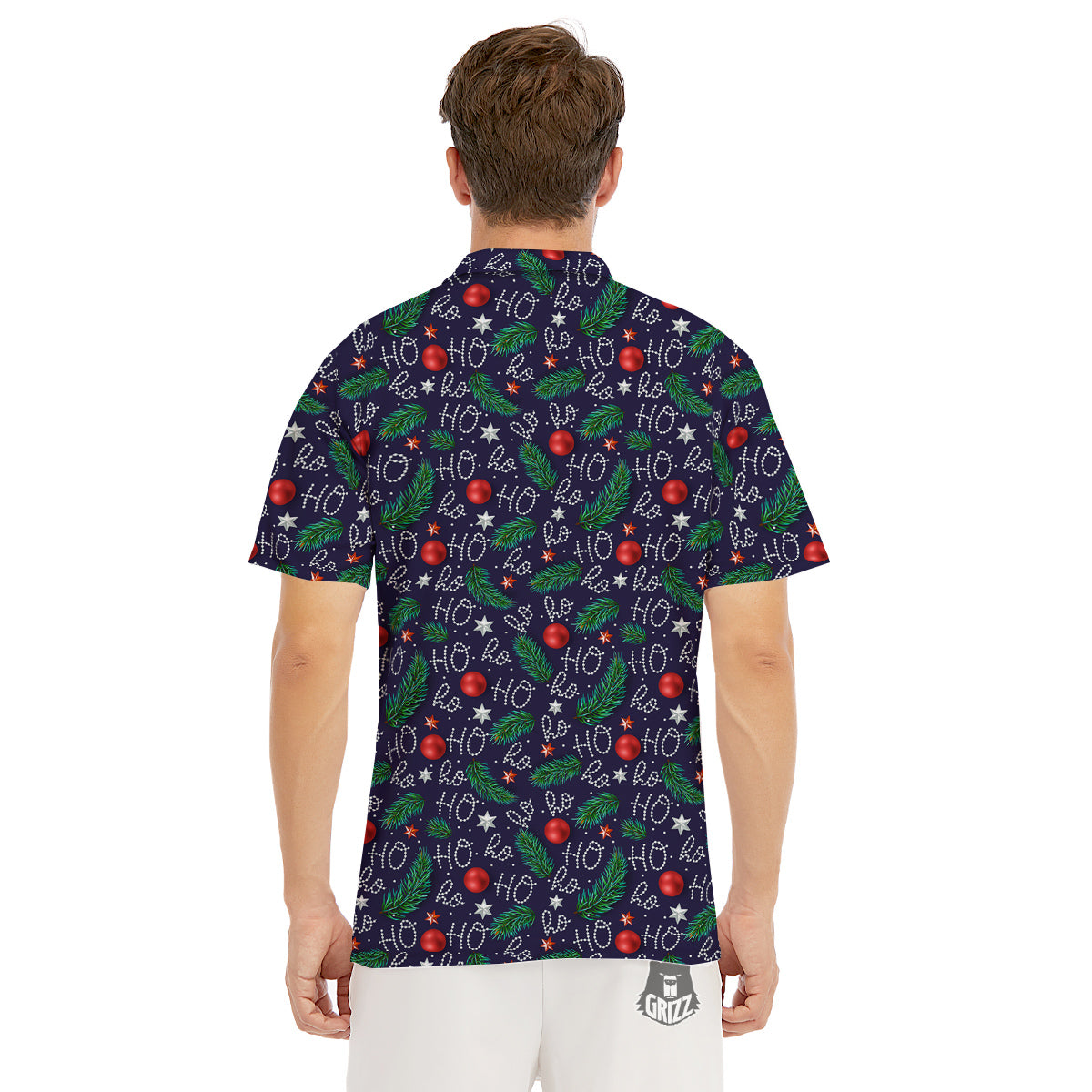 Santa Claus Laugh Christmas Hohoho Print Men's Golf Shirts-grizzshop