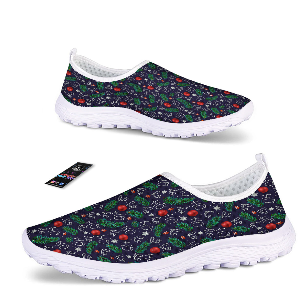 Santa Claus Laugh Christmas Hohoho Print Nurse Shoes-grizzshop