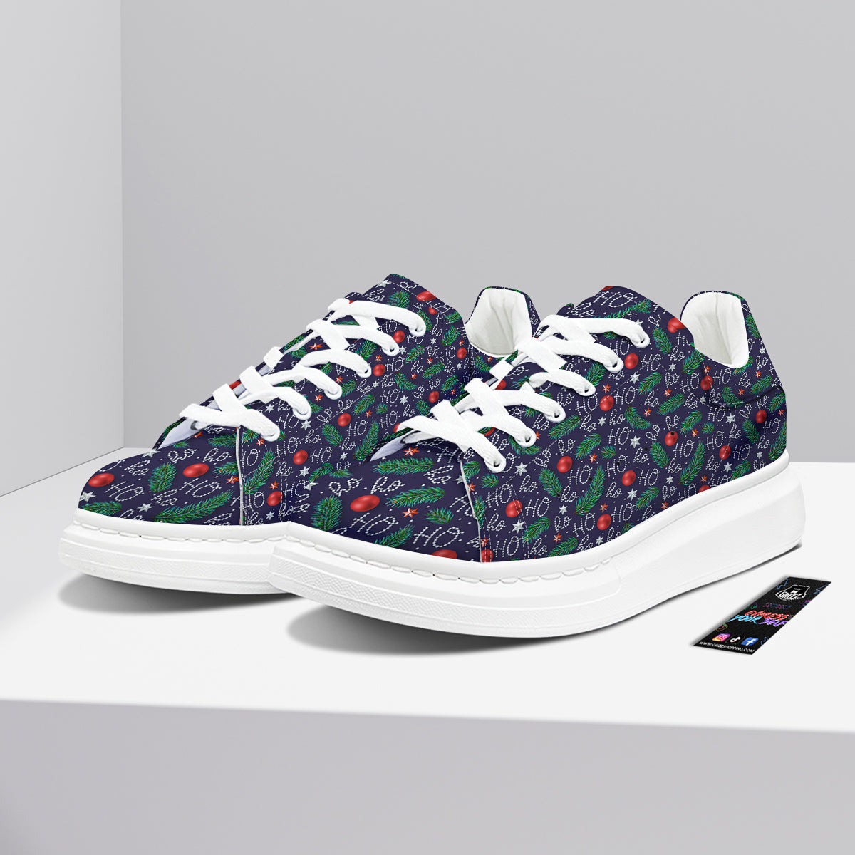 Santa Claus Laugh Christmas Hohoho Print Platform Shoes-grizzshop
