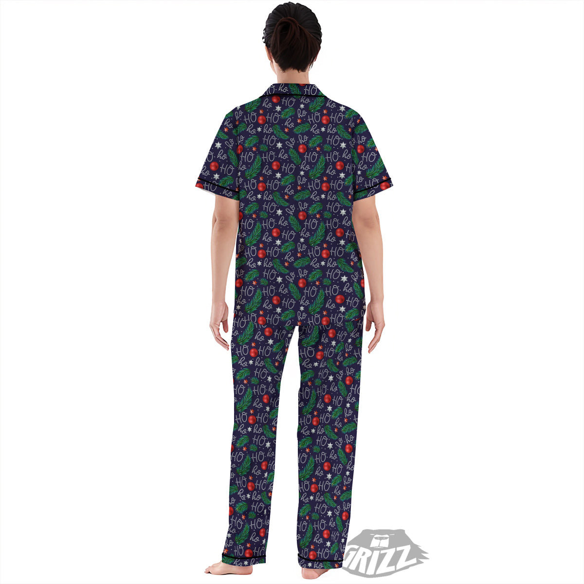 Santa Claus Laugh Christmas Hohoho Print Women's Pajamas Set-grizzshop