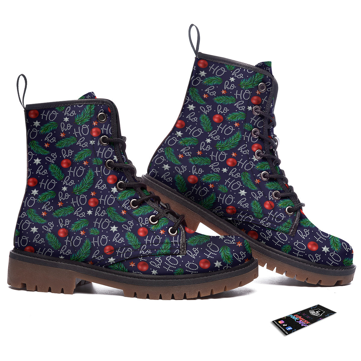 Santa Claus Laugh Christmas Hohoho Print Work Boots-grizzshop