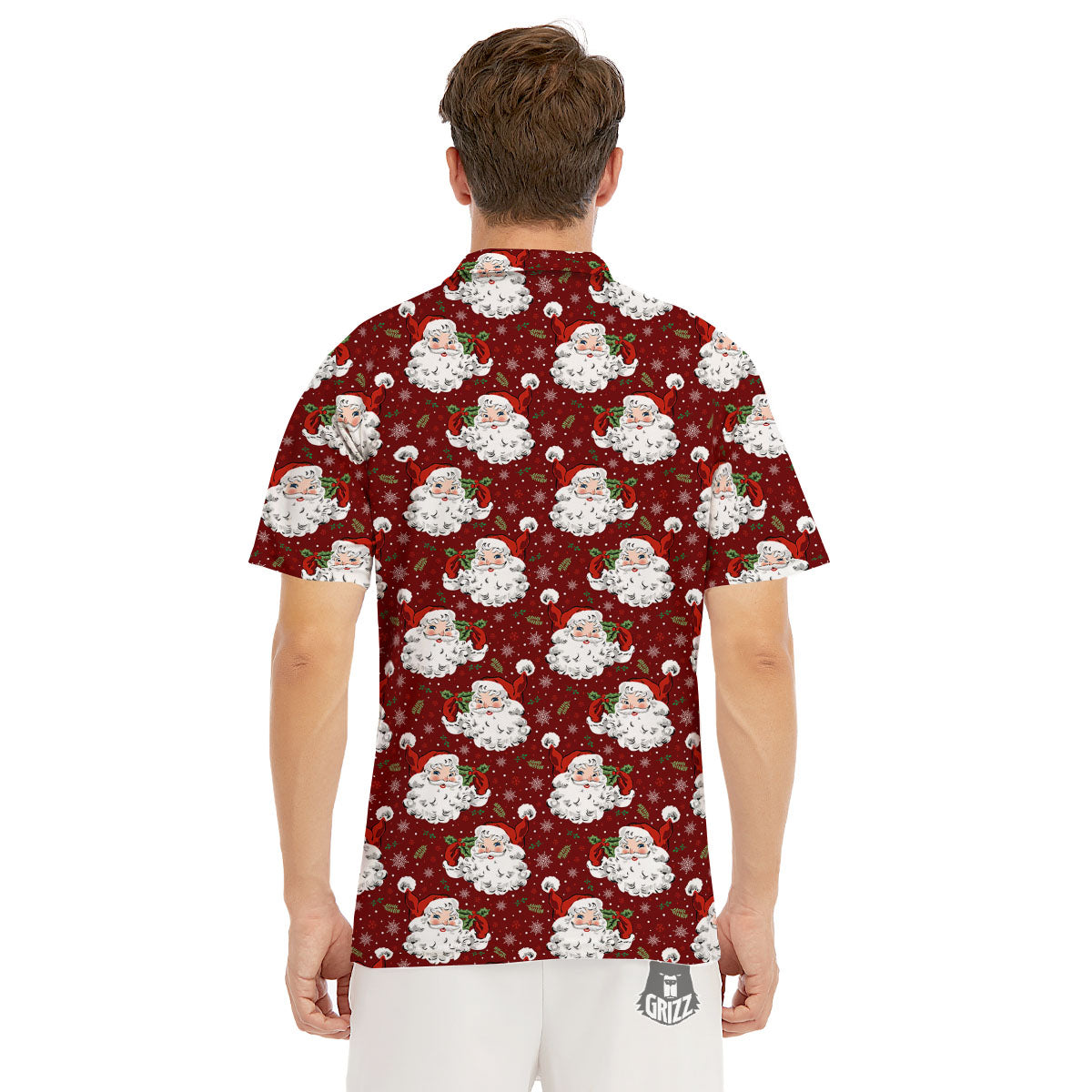 Santa Claus Xmas Print Pattern Men's Golf Shirts-grizzshop