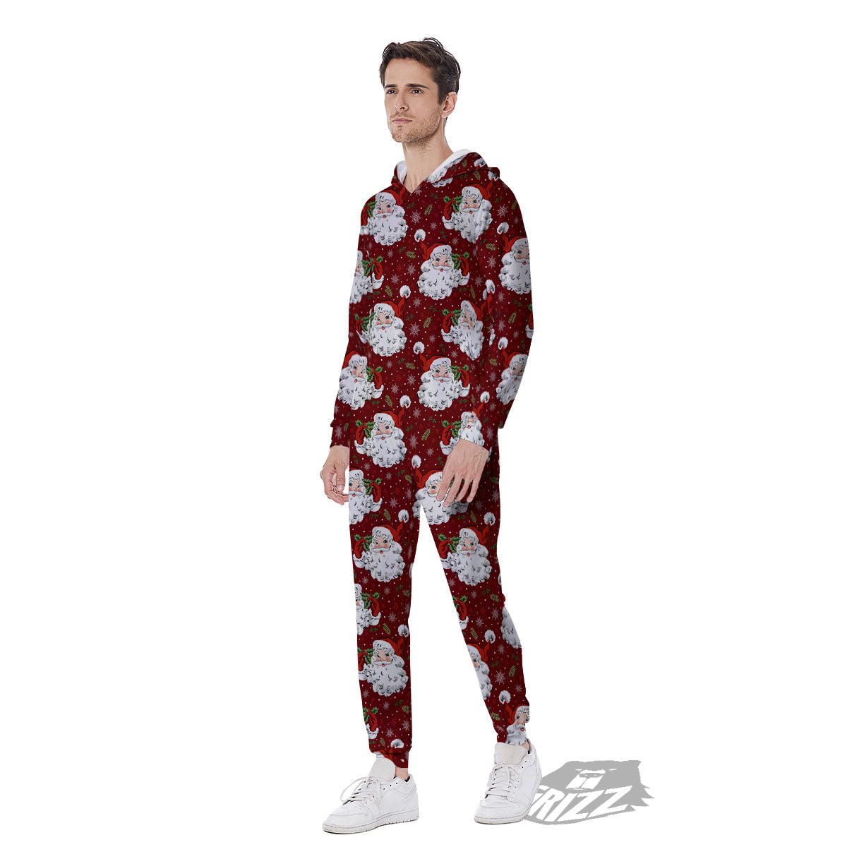 Santa Claus Xmas Print Pattern Men's Jumpsuit-grizzshop