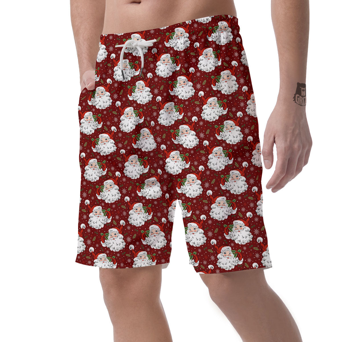 Santa Claus Xmas Print Pattern Men's Shorts-grizzshop