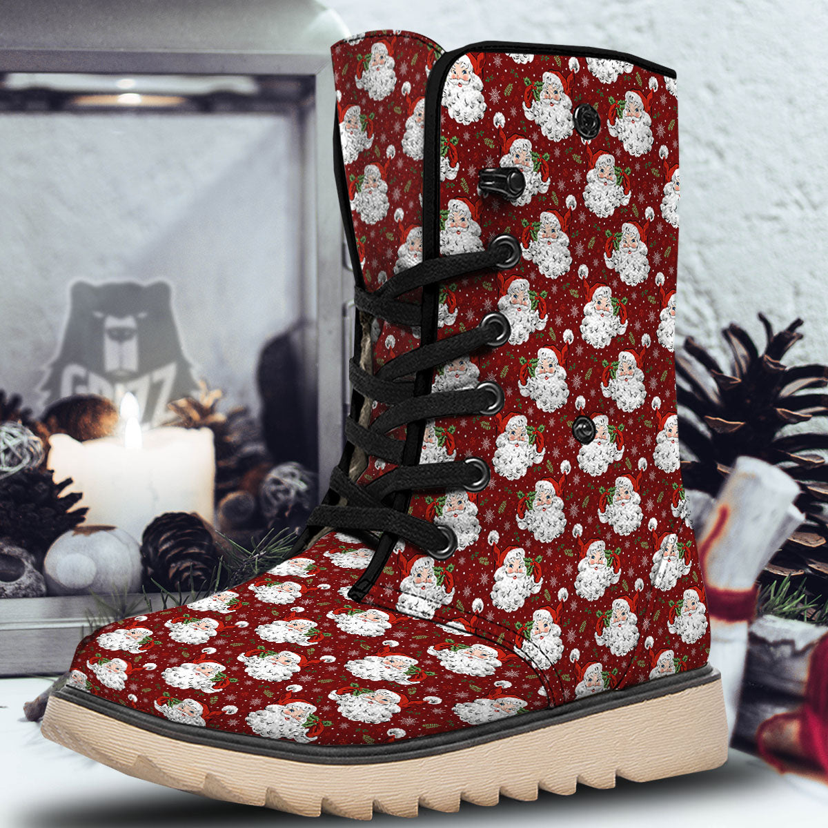 Santa Claus Xmas Print Pattern Snow Boots-grizzshop