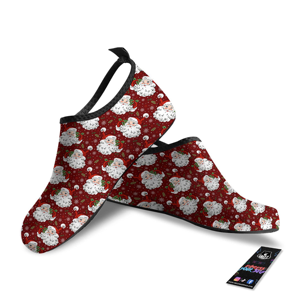 Santa Claus Xmas Print Pattern Water Shoes-grizzshop